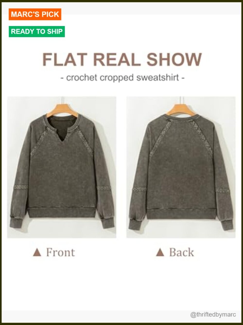 Cropped Lace Sweatshirt Long Sleeve Notch Neck Pullover Casual Fall Top - Picture 4 of 6